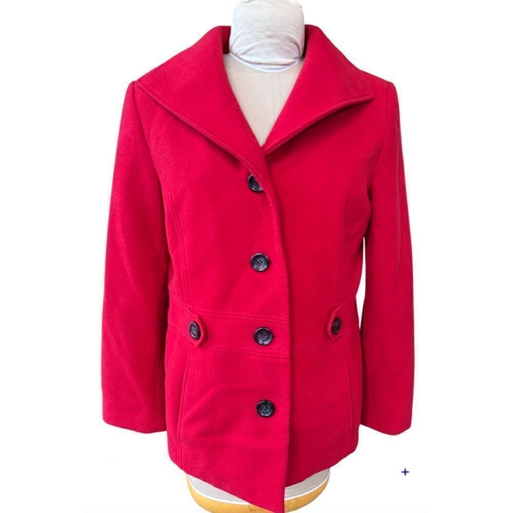 JM Collection Women’s Pea Coat Ted Button Front Sz. M Lined Classic